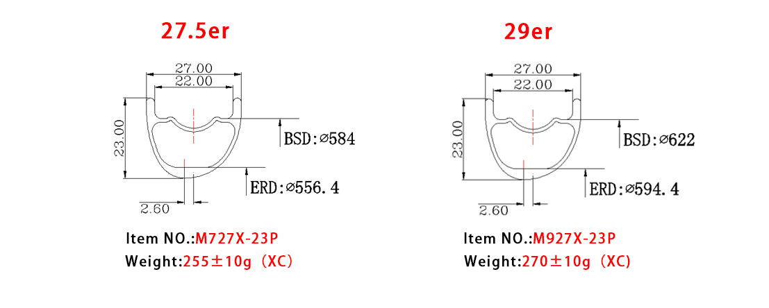 27mm Lightweight Carbon Asymmetry Mtb Rims For XC