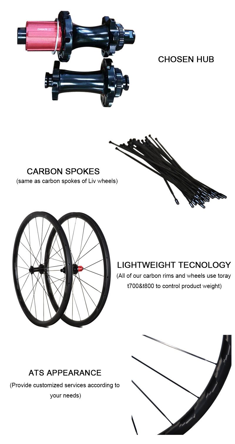 carbon fiber spokes road wheelset